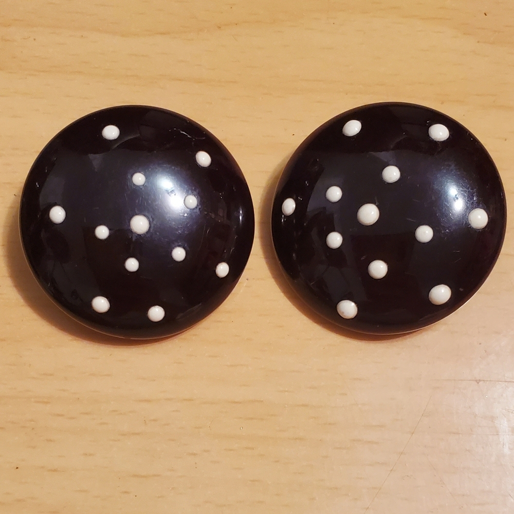 Vintage Les Bernard Polka Dot Clip Earrings